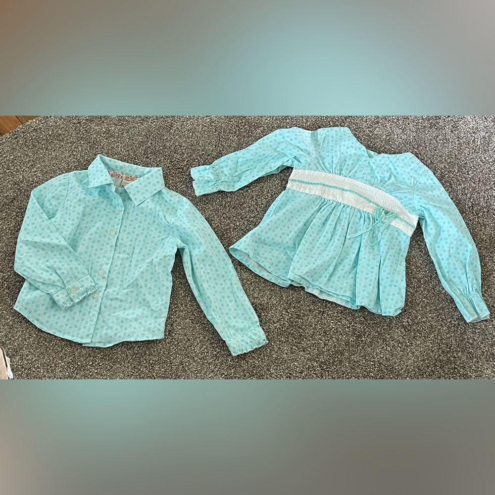 LAURA ASHLEY Girls size 4T Light Blue Patterned Blouse Set